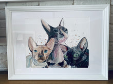 Load image into Gallery viewer, Unique original custom art painting of beloved pets - 40/50 art size
