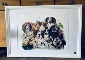Unique original custom art painting of beloved pets - A1 art size