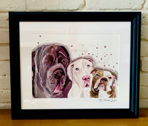 Unique original custom art painting of beloved pets - A3 art size