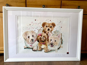Unique original custom art painting of beloved pets - A1 art size