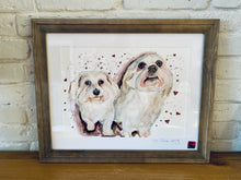 Load image into Gallery viewer, Unique original custom art painting of beloved pets - A3 art size

