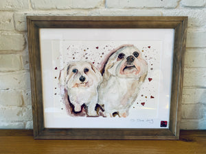 Unique original custom art painting of beloved pets - A3 art size