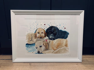 Unique original custom art painting of beloved pets - 40/50 art size