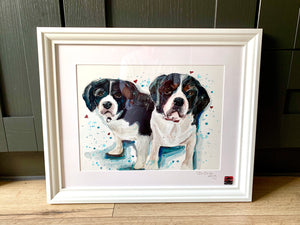 Unique original custom art painting of beloved pets - A3 art size