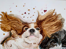 Load image into Gallery viewer, Unique original custom art painting of beloved pets - A3 art size
