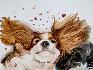 Unique original custom art painting of beloved pets - A3 art size