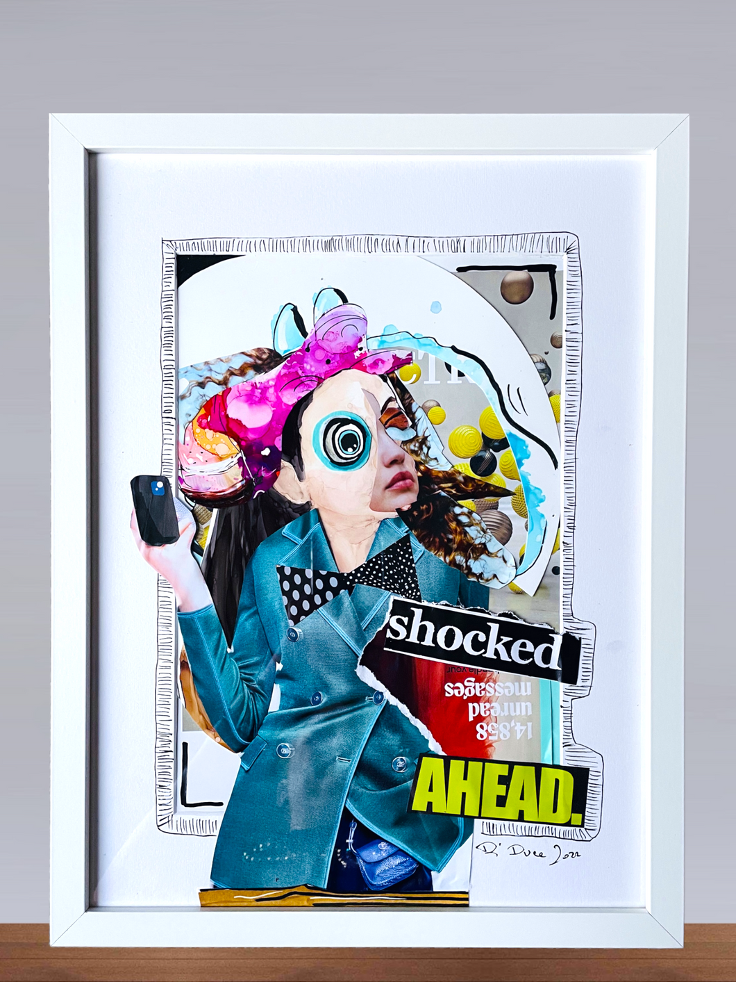 Shocked ahead - mixed media collage