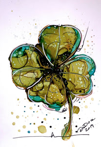 Mysterious clover - Alcohol Ink Painting on Yupo Paper