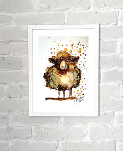 Whimsical sheep - Alcohol Ink Painting on Yupo Paper