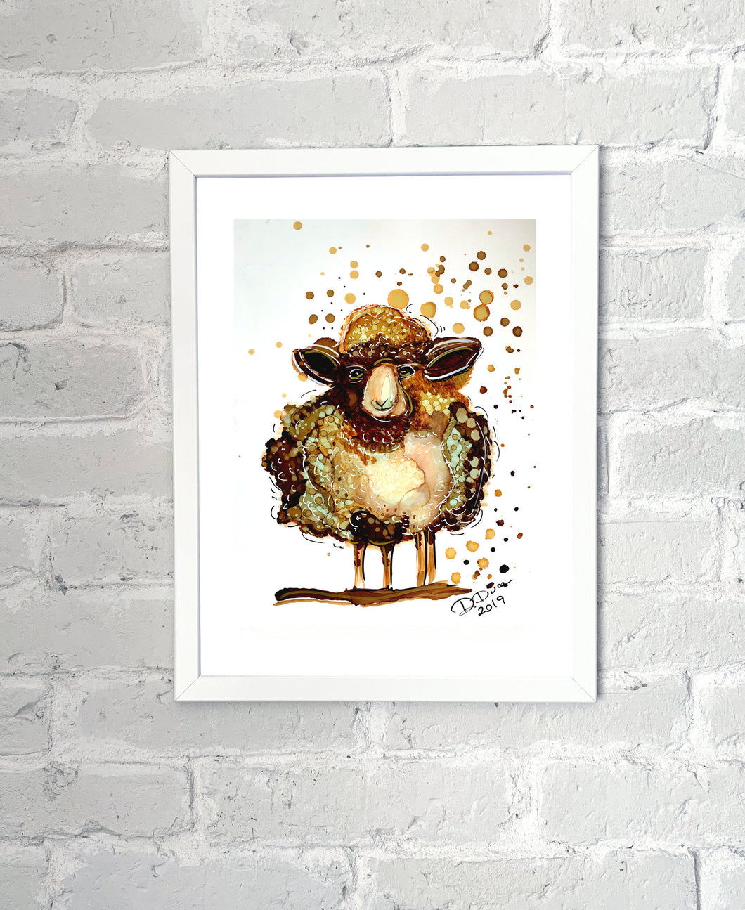 Whimsical sheep - Alcohol Ink Painting on Yupo Paper