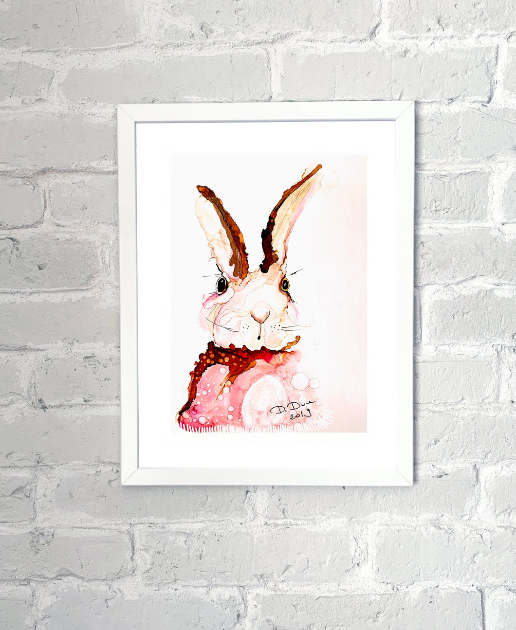 Little Bunny - Alcohol Ink Painting on Yupo Paper