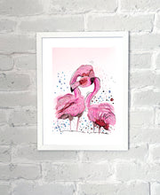 Load image into Gallery viewer, Love flamingos - Alcohol Ink Painting on Yupo Paper
