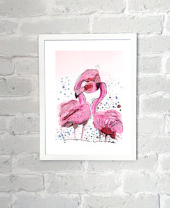 Love flamingos - Alcohol Ink Painting on Yupo Paper