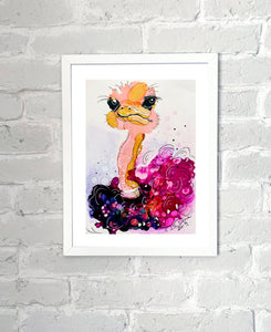 Colourful ostrich - Alcohol Ink Painting on Yupo Paper