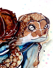 Load image into Gallery viewer, Bizarre turtle - Alcohol Ink Painting on Yupo Paper

