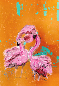 Love flamingos - Print of original Alcohol Ink Painting