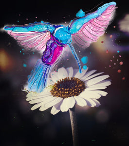 Pretty humming-bird - Print of original Alcohol Ink Painting