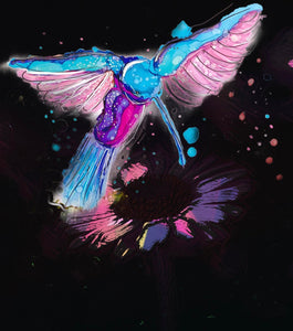 Pretty humming-bird - Print of original Alcohol Ink Painting