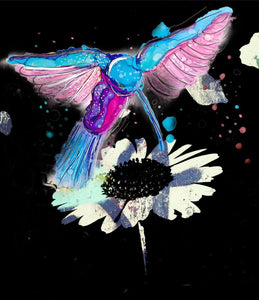 Pretty humming-bird - Print of original Alcohol Ink Painting
