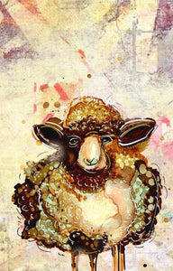 Whimsical sheep - Print of original Alcohol Ink Painting