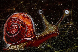A hesitant snail - Print of original Alcohol Ink Painting