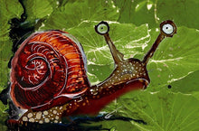 Load image into Gallery viewer, A hesitant snail - Print of original Alcohol Ink Painting
