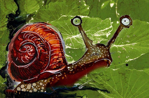 A hesitant snail - Print of original Alcohol Ink Painting