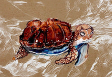 Load image into Gallery viewer, Bizarre turtle - Print of original Alcohol Ink Painting
