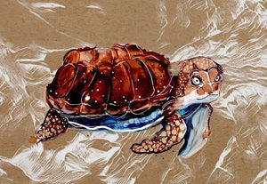 Bizarre turtle - Print of original Alcohol Ink Painting