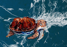 Load image into Gallery viewer, Bizarre turtle - Print of original Alcohol Ink Painting

