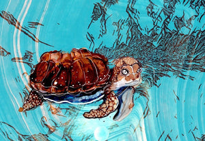 Bizarre turtle - Print of original Alcohol Ink Painting