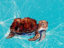 Load image into Gallery viewer, Bizarre turtle - Print of original Alcohol Ink Painting
