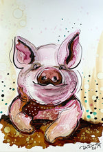 Load image into Gallery viewer, Smug pig - Alcohol Ink Painting on Yupo Paper
