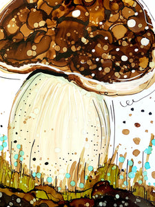 Mr Wild mushroom - Alcohol Ink Painting on Yupo Paper