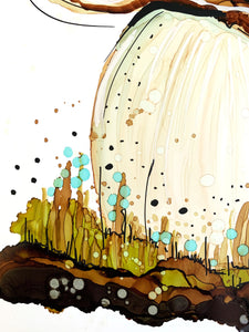 Mr Wild mushroom - Alcohol Ink Painting on Yupo Paper