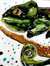 Load image into Gallery viewer, Inscrutable chameleon - Alcohol Ink Painting on Yupo Paper
