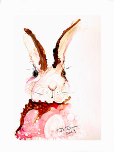Little Bunny - Alcohol Ink Painting on Yupo Paper