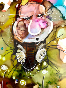 Hidden gnome - Alcohol Ink Painting on Yupo Paper