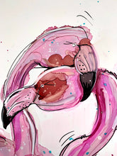 Load image into Gallery viewer, Love flamingos - Alcohol Ink Painting on Yupo Paper
