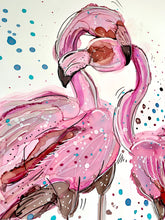 Load image into Gallery viewer, Love flamingos - Alcohol Ink Painting on Yupo Paper
