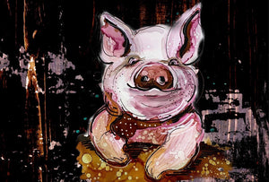 Smug pig - Print of original Alcohol Ink Painting