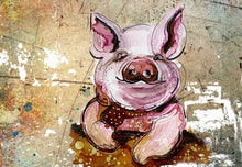 Load image into Gallery viewer, Smug pig - Print of original Alcohol Ink Painting
