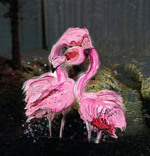 Load image into Gallery viewer, Love flamingos - Print of original Alcohol Ink Painting
