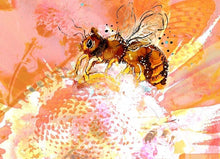 Load image into Gallery viewer, Enchanted bee - Print of original Alcohol Ink Painting
