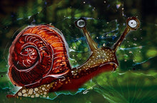 Load image into Gallery viewer, A hesitant snail - Print of original Alcohol Ink Painting
