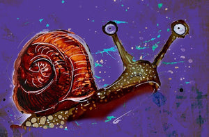 A hesitant snail - Print of original Alcohol Ink Painting