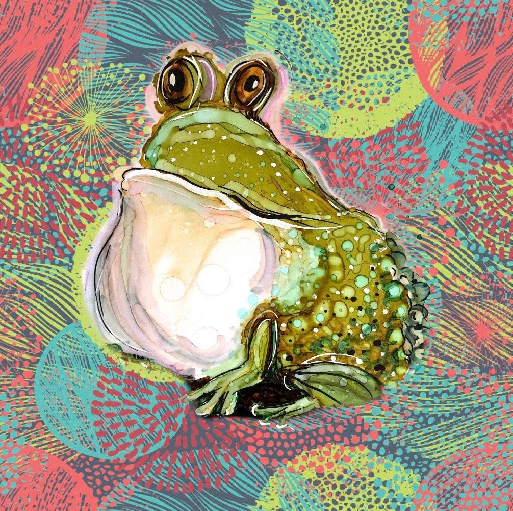 Happy frog - Print of original Alcohol Ink Painting