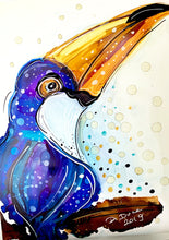 Load image into Gallery viewer, Guinness time? Let&#39;s ask the toucan - Alcohol Ink Painting on Yupo Paper
