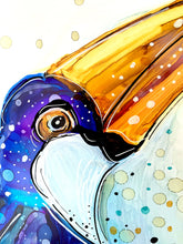 Load image into Gallery viewer, Guinness time? Let&#39;s ask the toucan - Alcohol Ink Painting on Yupo Paper
