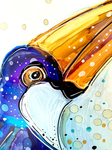 Guinness time? Let's ask the toucan - Alcohol Ink Painting on Yupo Paper